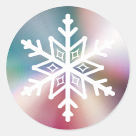 Adesivo Redondo Floco de Neve de Natal Colorido Cor-de-Rosa Pastel