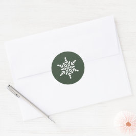 Adesivo Redondo Floco de Neve de Natal Envelope Verde Esmeralda Co