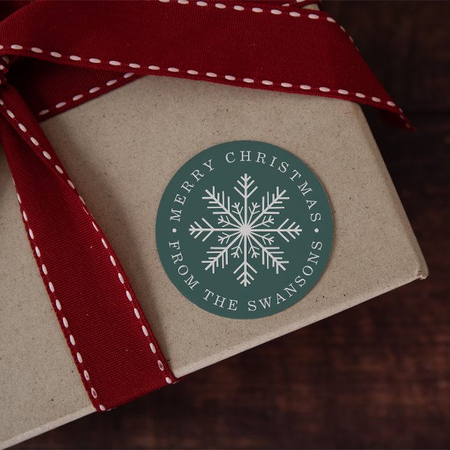 Adesivo Redondo Floco de neve de Natal Personalizado (Criador carregado)
