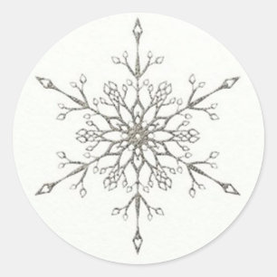 Adesivo Redondo Floco de neve de prata elegante