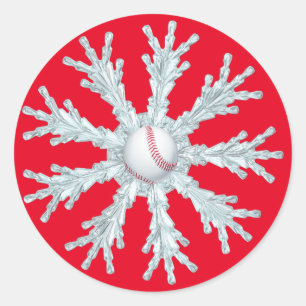 Adesivo Redondo Floco de neve do Natal do basebol