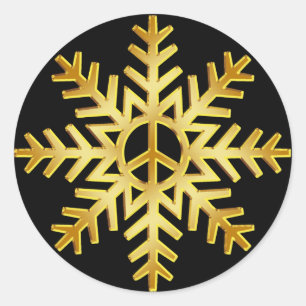 ADESIVO REDONDO FLOCO DE NEVE DOURADO