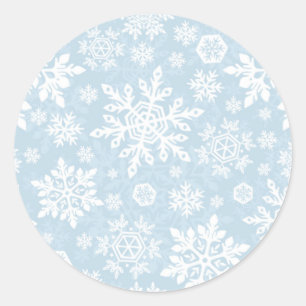 Adesivo Redondo Floco de Neve Elegante (Azul Gelo)