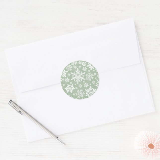 Adesivo Redondo Floco de Neve Elegante (Sage Pine) (Envelope)