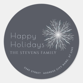 Adesivo Redondo Floco de neve em aquarela minimalista Boas Festas