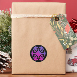 Adesivo Redondo Floco de Neve Floral Rosa Roxo