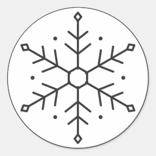 Adesivo Redondo Floco de Neve Geométrico em Linhas dentro de um Cí