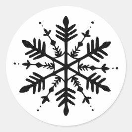 Adesivo Redondo Floco de Neve Minimalista Preto e Branco
