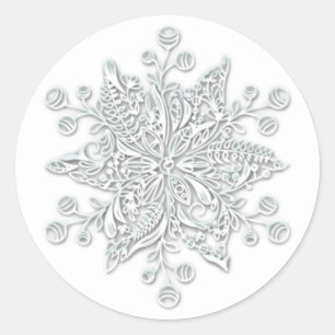 Adesivo Redondo Floco de neve Na moda de Natal