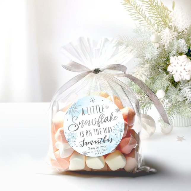 Adesivo Redondo floco de neve no caminho Chá de fraldas (Criador carregado)