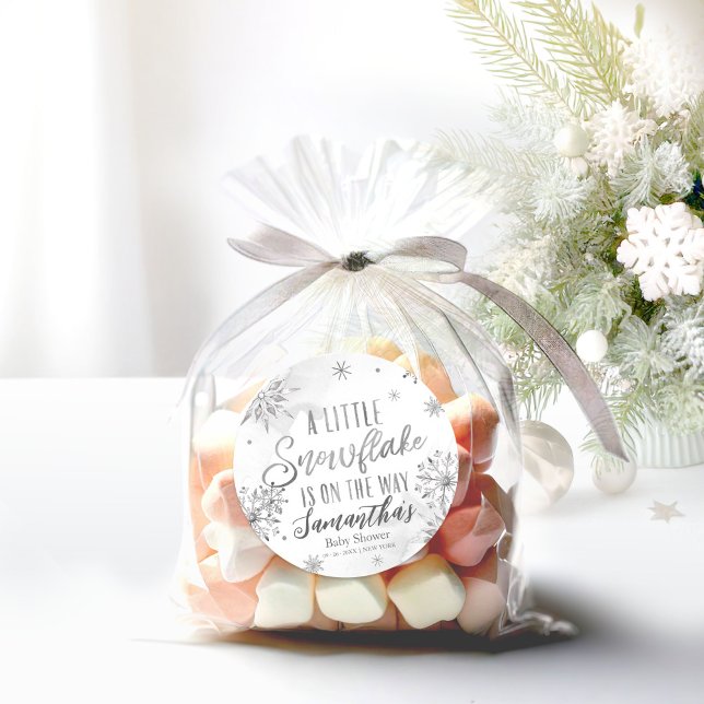 Adesivo Redondo floco de neve no caminho Chá de fraldas (Criador carregado)