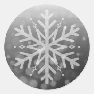 Adesivo Redondo Floco de neve preto e branco do Natal
