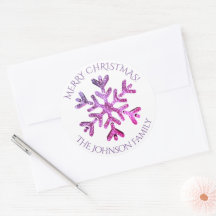 Floco de neve roxo rosa Elegante Natal moderno