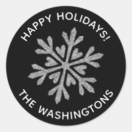 Adesivo Redondo Floco de neve simples de prata