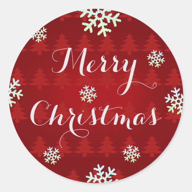 Adesivo Redondo Floco de neve Vestidos de Natal Feliz (Frente)
