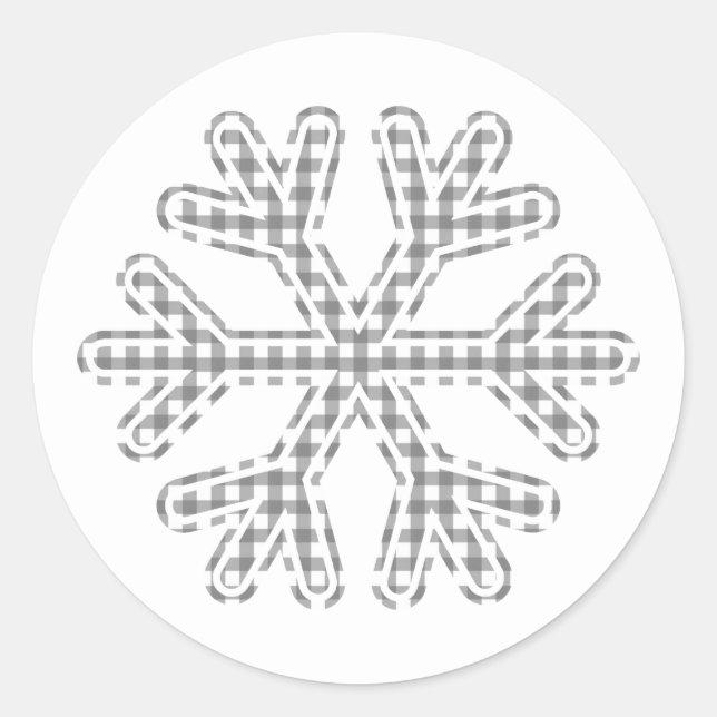 Adesivo Redondo Floco de neve Xadrez preto Natal russo Natal (Frente)