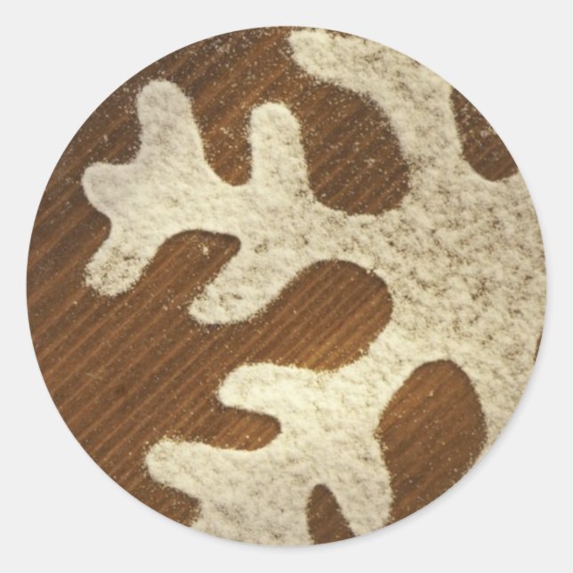 Adesivo Redondo Flocos de Design de Natal grandes em flocos de nev (Frente)