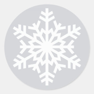 Adesivo Redondo Flocos de Envelope de Natal em Floco de Neve Branc