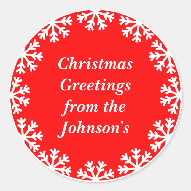 Adesivo Redondo Flocos de Envelope de Natal Personalizados (Frente)