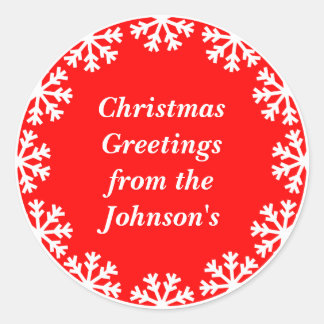 Adesivo Redondo Flocos de Envelope de Natal Personalizados