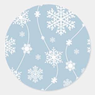 Adesivo Redondo Flocos de Neve Cinza Azul Inverno Natal