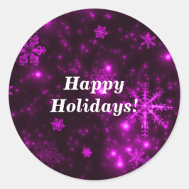 Adesivo Redondo Flocos de neve com palitos redondos roxos