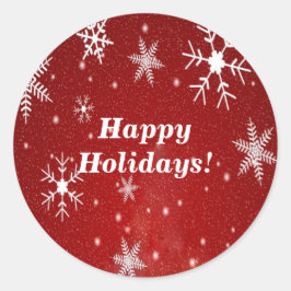 Adesivo Redondo Flocos de neve com palitos redondos vermelhos