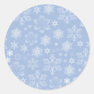 Adesivo Redondo Flocos de neve congelados (queda de neve) - Azul b