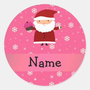 Adesivo Redondo Flocos de neve conhecidos personalizados do rosa