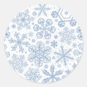 Adesivo Redondo Flocos de neve de cinza esbranquiçados