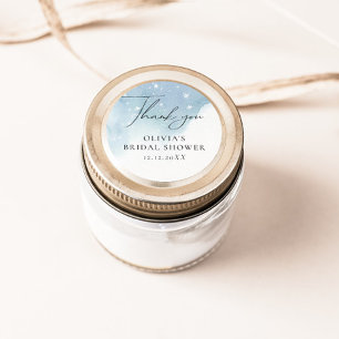 Adesivo Redondo Flocos de Neve de Inverno Azul 