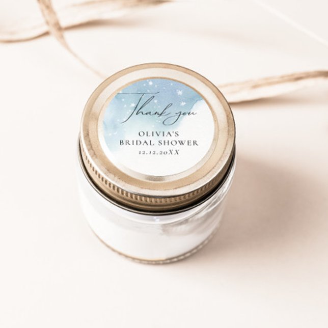 Adesivo Redondo Flocos de Neve de Inverno Azul  (Criador carregado)