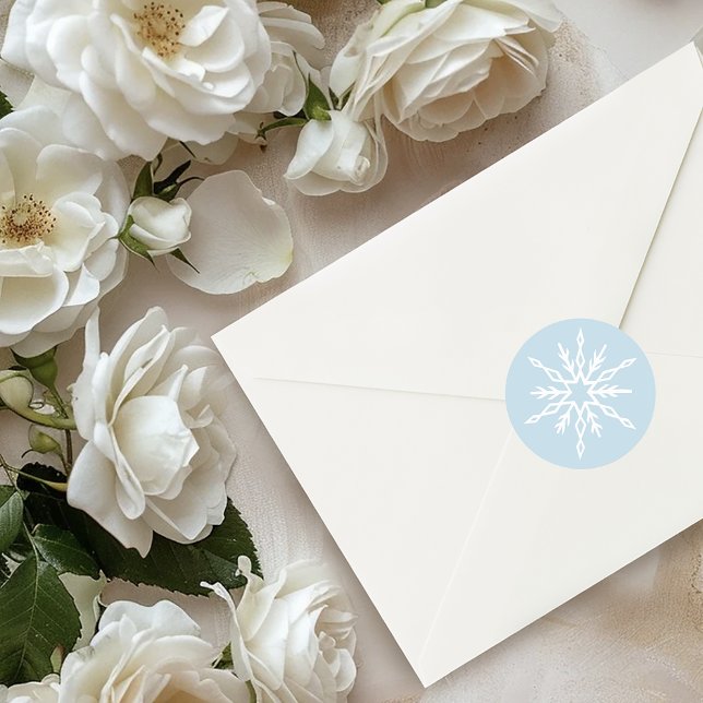 Adesivo Redondo Flocos de neve de inverno brancos azuis (Criador carregado)