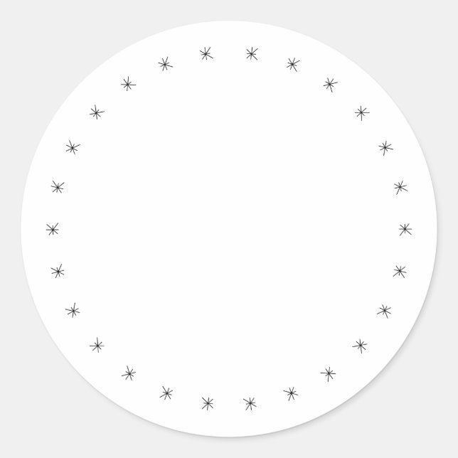 Adesivo Redondo Flocos de neve de Natal borda vazio branco preto (Frente)