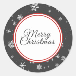 Adesivo Redondo Flocos de neve de Natal Feliz Feriado de Cinza de