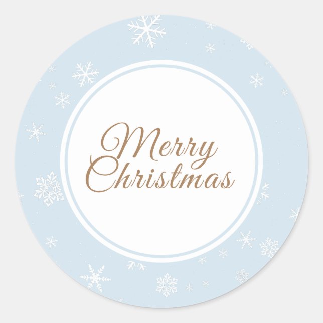 Adesivo Redondo Flocos de neve de Natal Feliz Natal Feriado Azul (Frente)