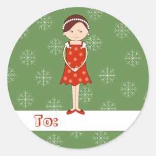 Adesivo Redondo Flocos de neve de Natal ilustrados