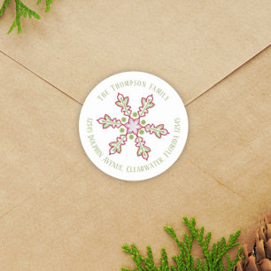 Adesivo Redondo Flocos de neve do Natal Moderno e Cute Return