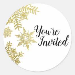 Adesivo Redondo Flocos de neve Dourados