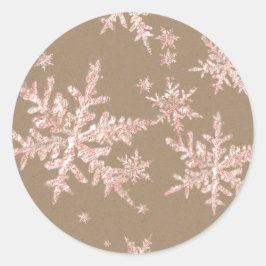 Adesivo Redondo Flocos de neve Dourados, cor-de-rosa, Russos Kraft
