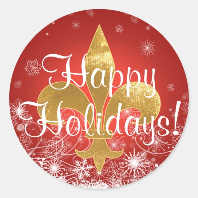 Adesivo Redondo Flocos de neve e palhetas de flores (Frente)