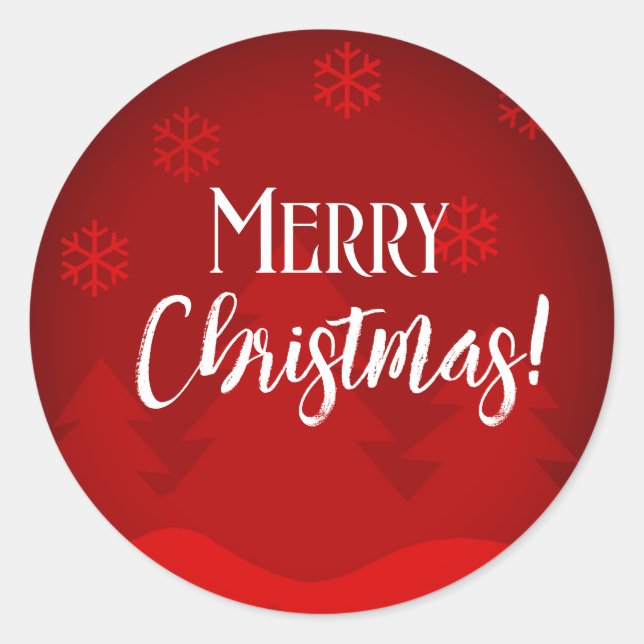 Adesivo Redondo Flocos de neve Natal rótulo vermelho (Frente)