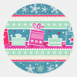 Adesivo Redondo Flocos de neve personalizados e presentes