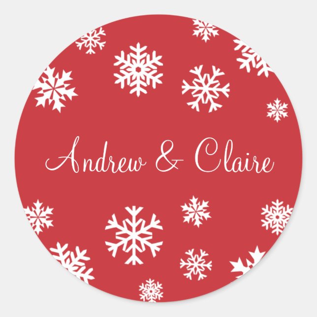 Adesivo Redondo Flocos de neve personalizados Envelope Selo adesiv (Frente)