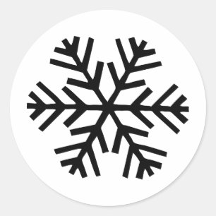 Adesivo Redondo flocos de neve pretos
