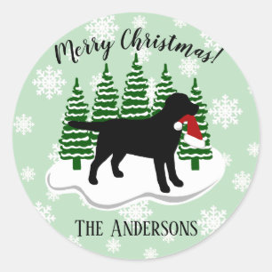 Adesivo Redondo Flocos de neve verdes e verdes do Natal do Black L