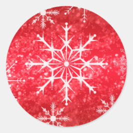Adesivo Redondo Flocos de neve vermelhos e brancos Flocos de neves