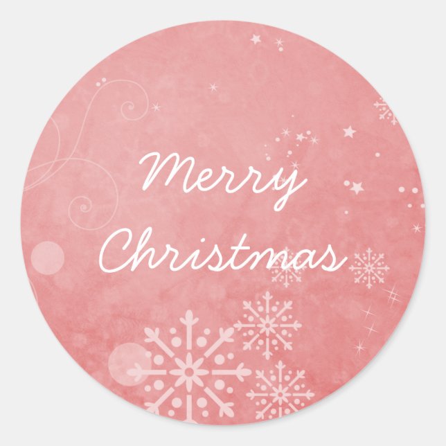 Adesivo Redondo Flocos de neve vermelhos turvos (Frente)