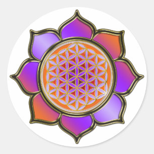 Adesivo Redondo Flor a vida Lotus - violet alaranjado/trans.