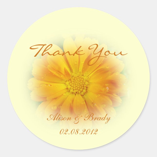 Adesivo Redondo Flor amarela bonito (Frente)